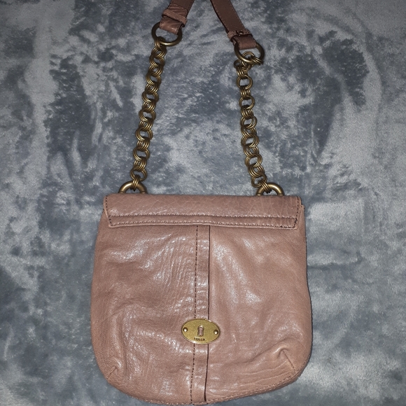 Fossil Quinn Flap Turn Lock Tan Leather Mini Purse - Picture 2 of 5